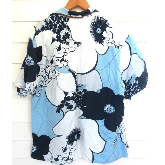 LIBERTAD Tropical Hawaiian Print Linen Blend Short Sleeve Button Down Shirt - Picture 2 of 4